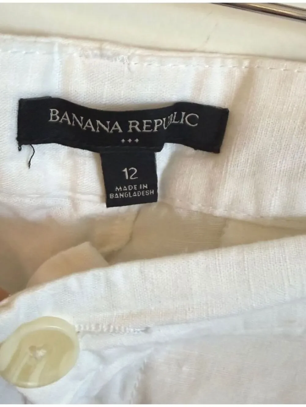 Banana Republic White Cotton Linen Blend Capri Pants Size 12